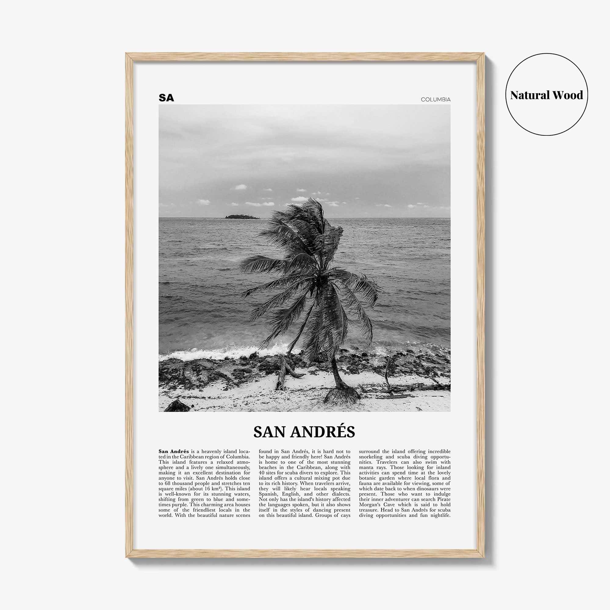 San Andres Print Black and White, San Andrés Wall Art, San Andrés Poster, San Andrés Photo, San Andrés Wall Décor, San Andrés Map, Caribbean