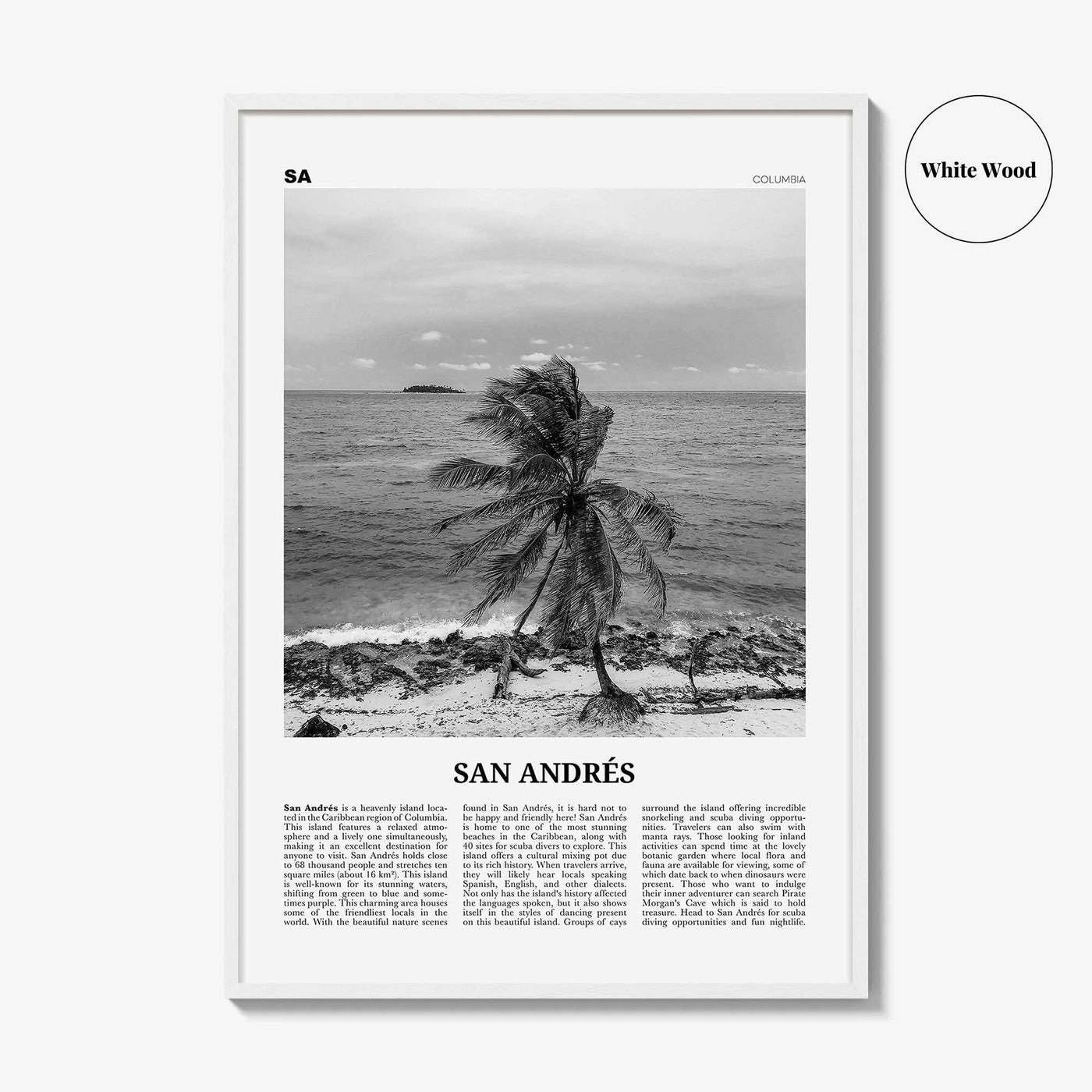 San Andres Print Black and White, San Andrés Wall Art, San Andrés Poster, San Andrés Photo, San Andrés Wall Décor, San Andrés Map, Caribbean