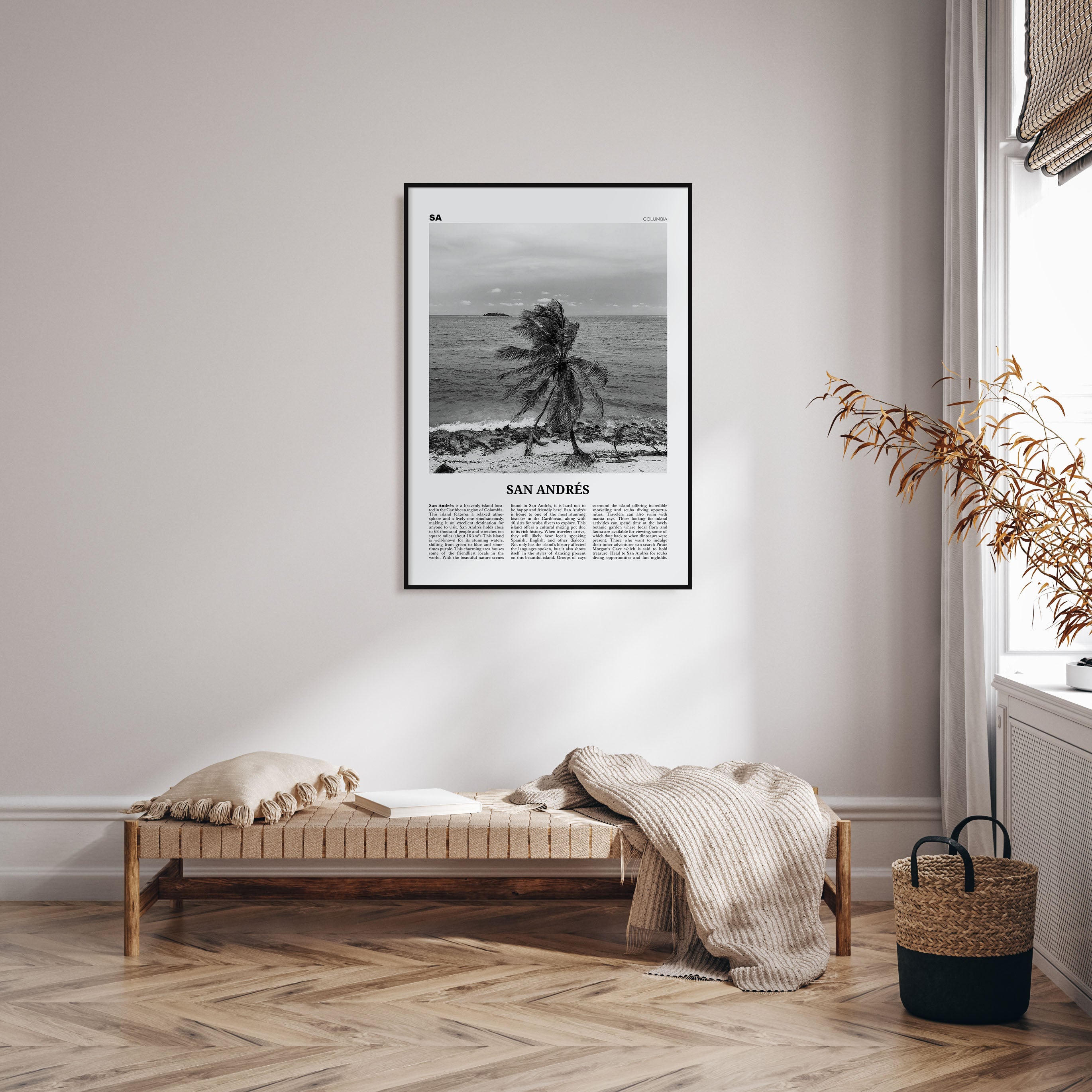 San Andrés Travel B&W Poster