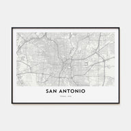 San Antonio Map Landscape Poster