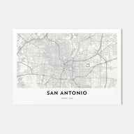 San Antonio Map Landscape Poster