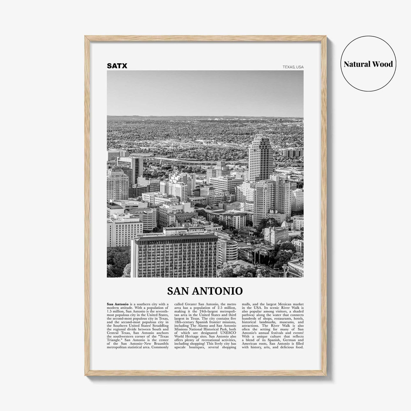 San Antonio Print Black and White No 1, San Antonio Wall Art, San Antonio Poster, San Antonio Photo, Texas, USA, United States, America