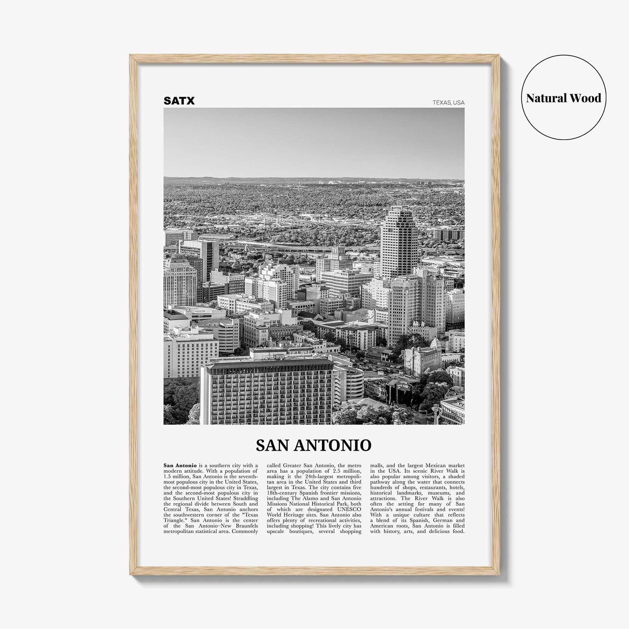 San Antonio Print Black and White No 1, San Antonio Wall Art, San Antonio Poster, San Antonio Photo, Texas, USA, United States, America