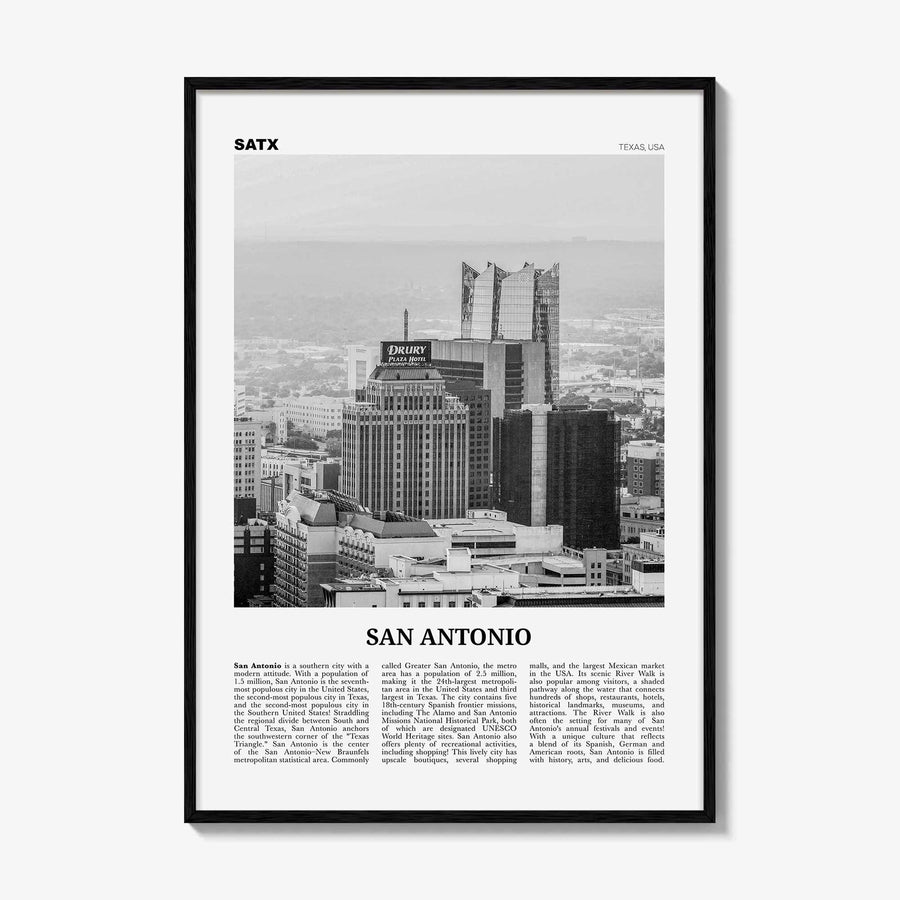 San Antonio Print Black and White No 2, San Antonio Wall Art, San Antonio Poster, San Antonio Photo, Texas, USA, United States, America