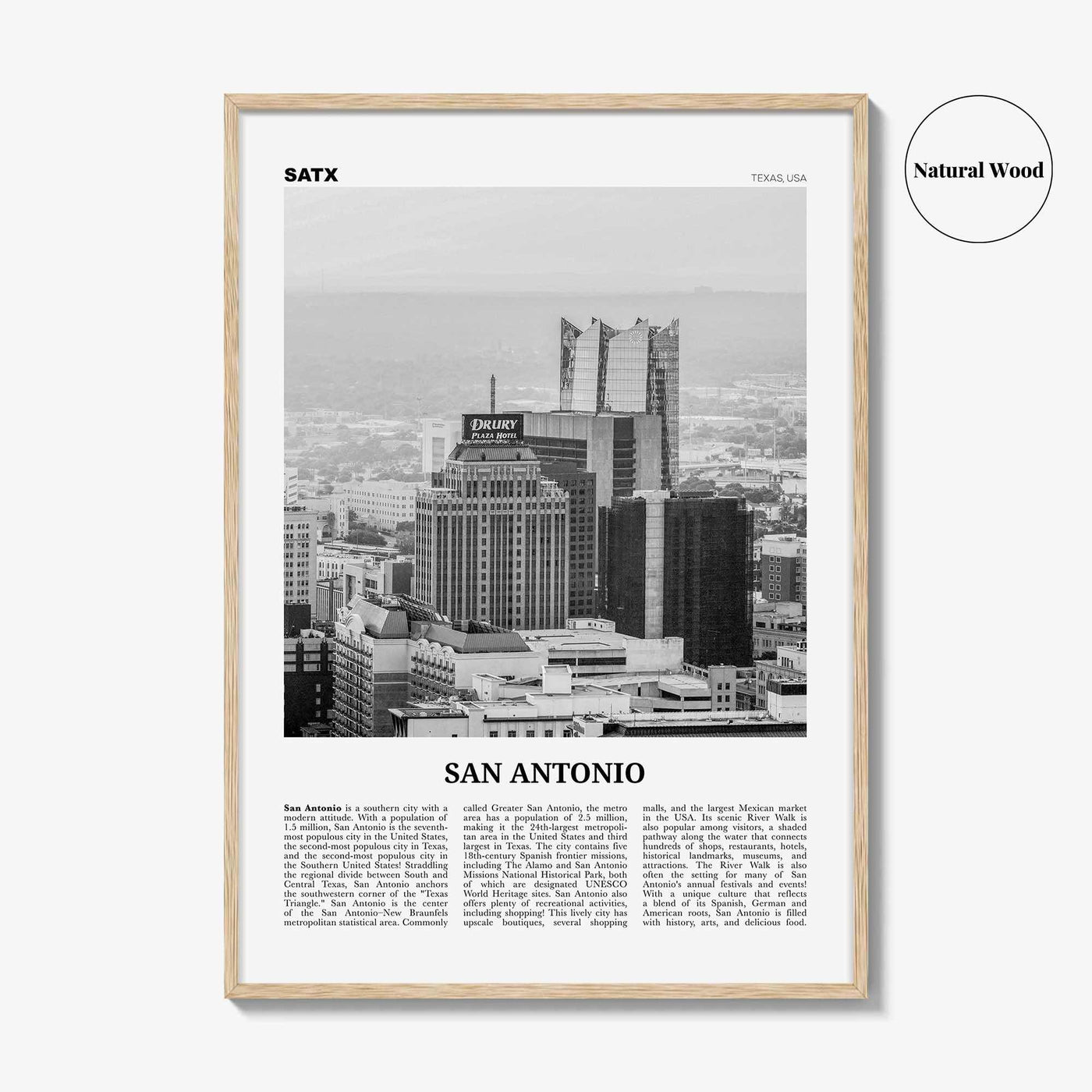 San Antonio Print Black and White No 2, San Antonio Wall Art, San Antonio Poster, San Antonio Photo, Texas, USA, United States, America