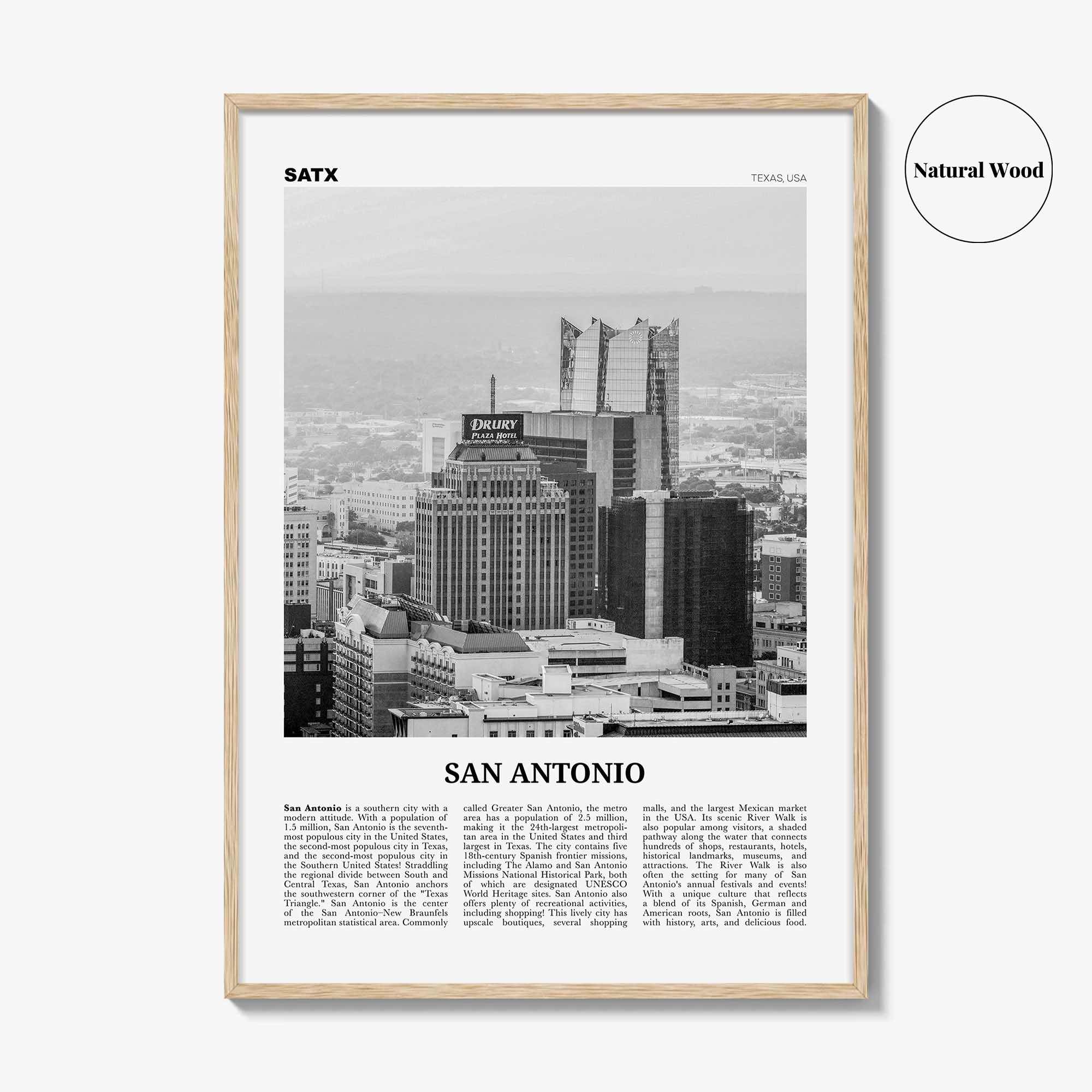 San Antonio Print Black and White No 2, San Antonio Wall Art, San Antonio Poster, San Antonio Photo, Texas, USA, United States, America