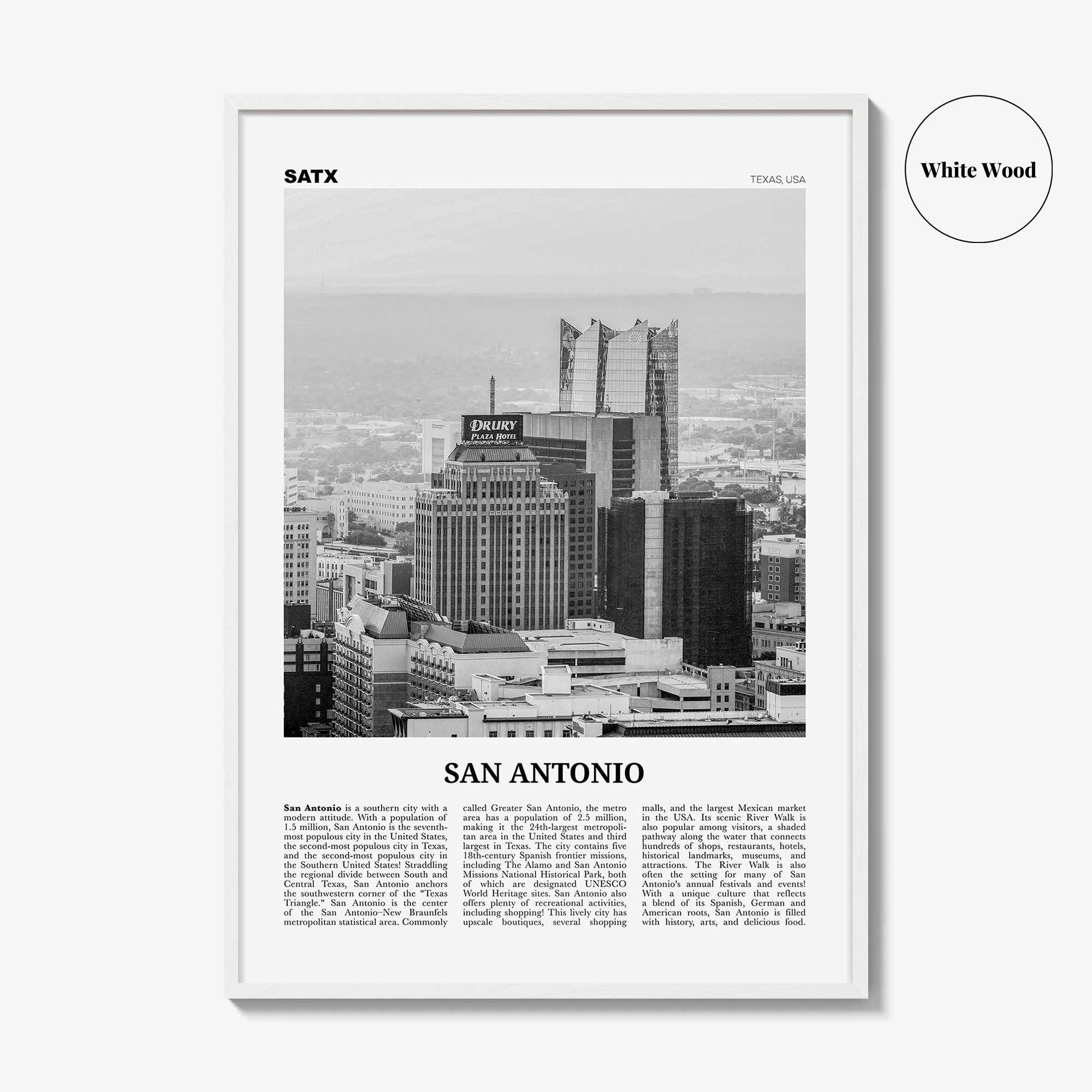 San Antonio Print Black and White No 2, San Antonio Wall Art, San Antonio Poster, San Antonio Photo, Texas, USA, United States, America