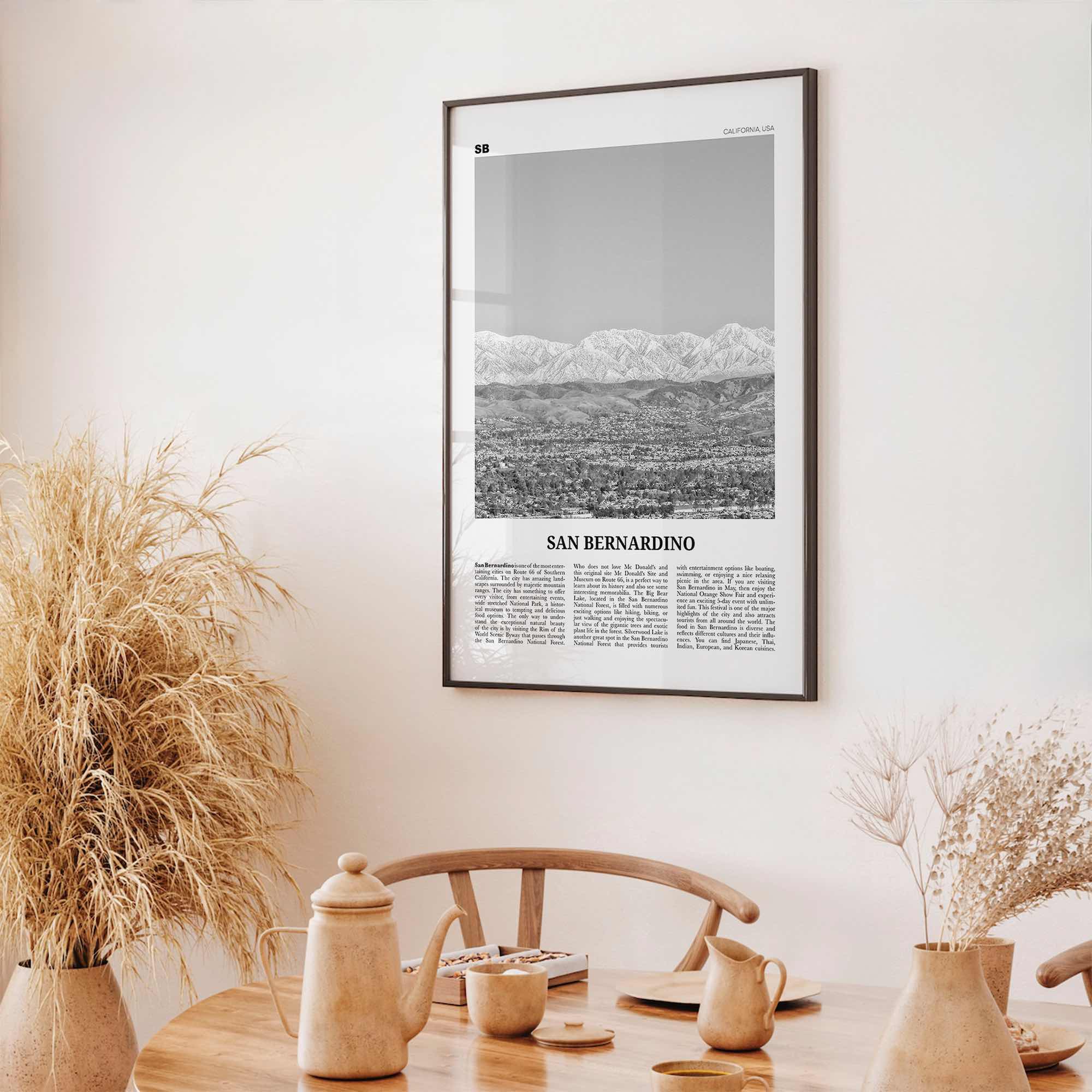 San Bernardino Print Black and White, San Bernardino Wall Art, San Bernardino Poster, San Bernardino Photo, California, USA, United States