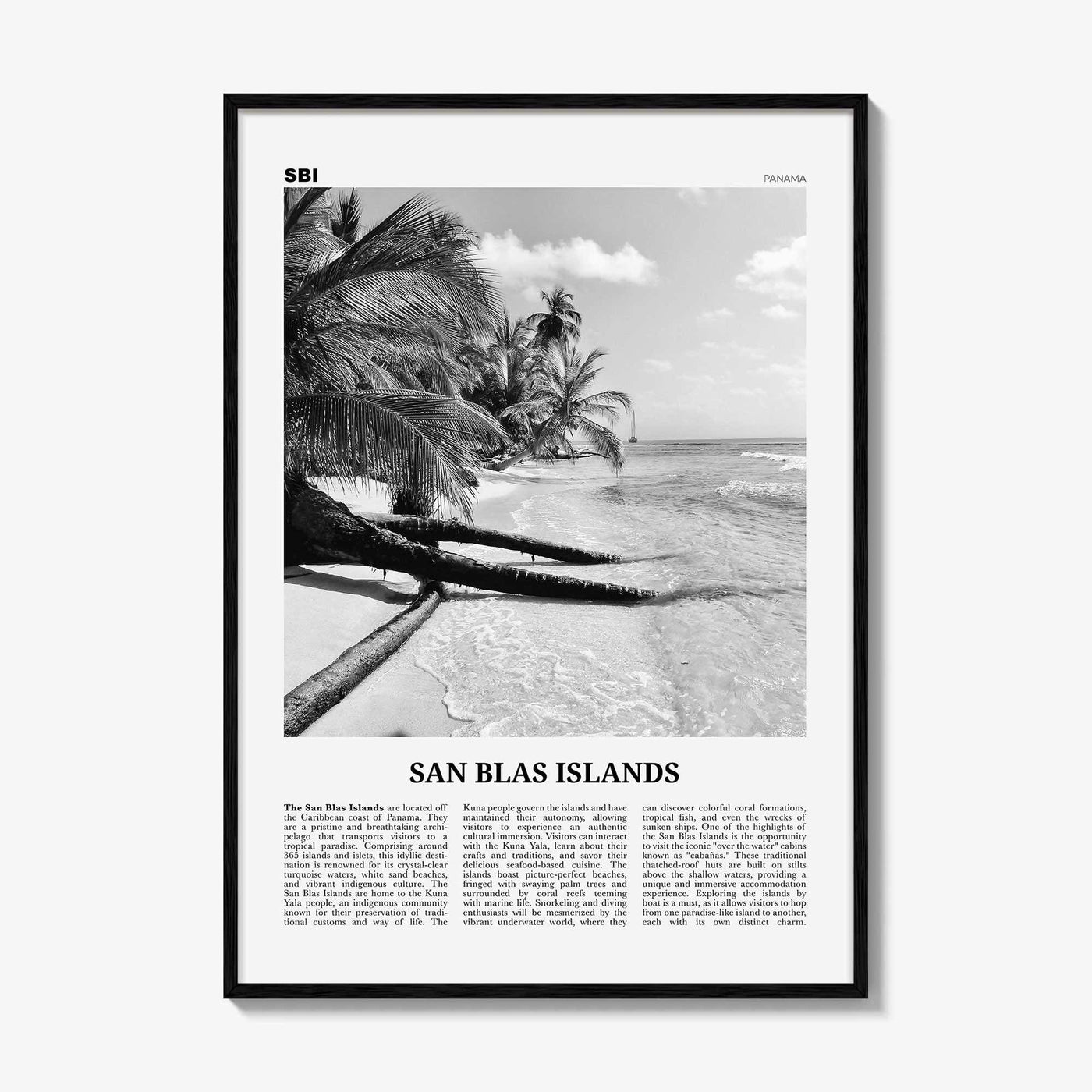 San Blas Islands Print Black and White, San Blas Islands Wall Art, San Blas Islands Poster, San Blas Islands Photo, Wall Décor, Panama
