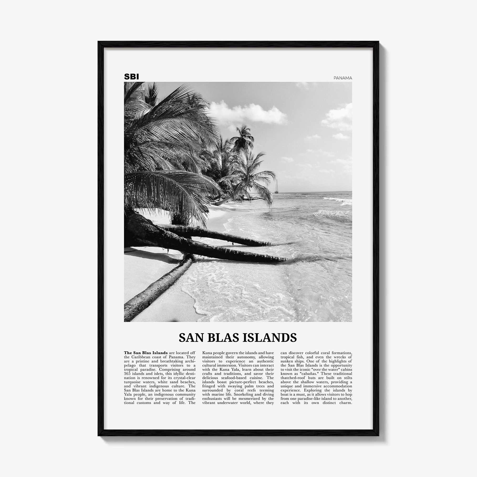 San Blas Islands Print Black and White, San Blas Islands Wall Art, San Blas Islands Poster, San Blas Islands Photo, Wall Décor, Panama