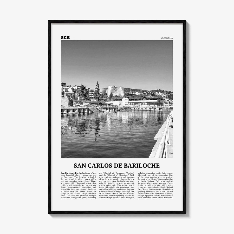 San Carlos de Bariloche Print Black and White, Bariloche Wall Art, Bariloche Poster, Bariloche Photo, Bariloche Wall Décor, Bariloche Map