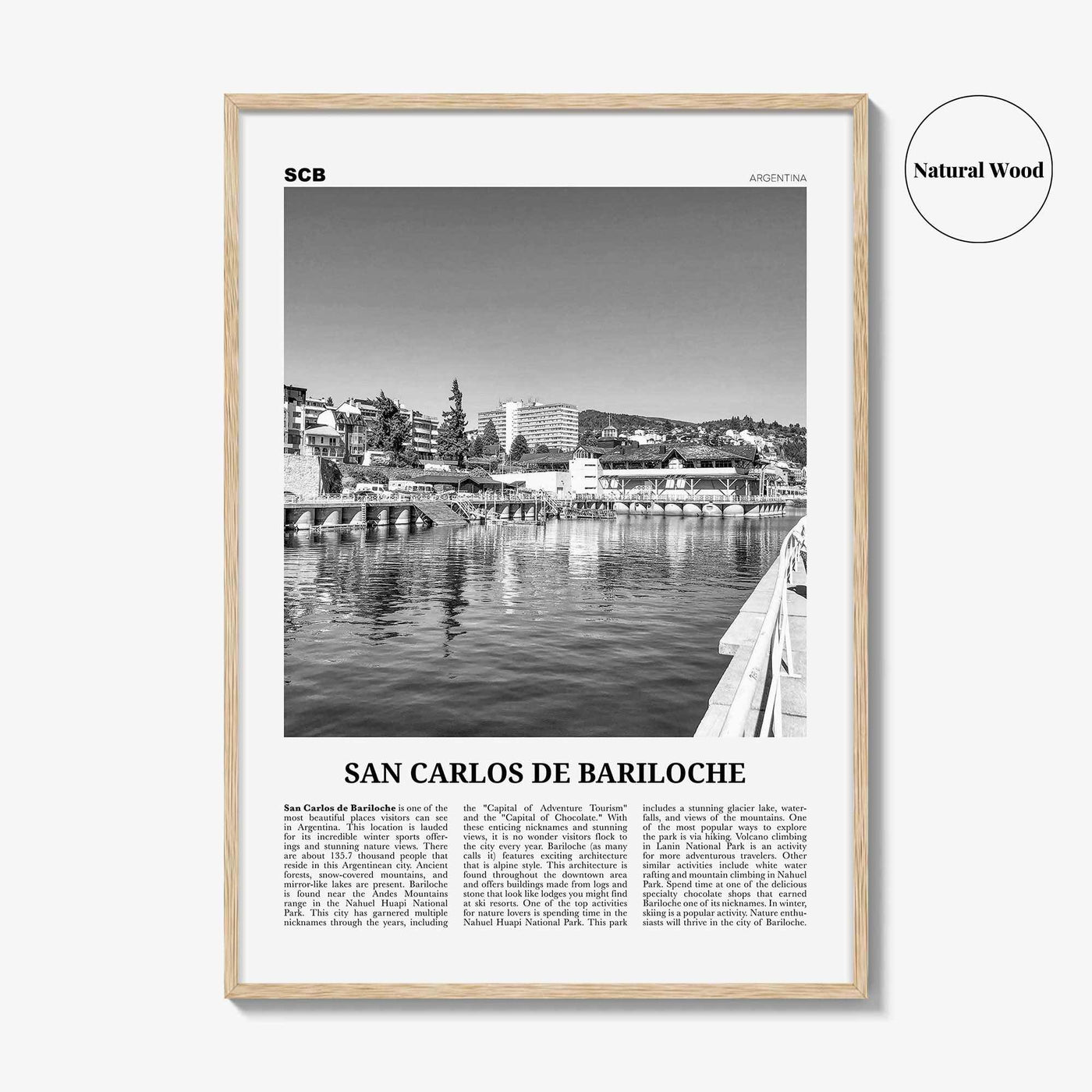 San Carlos de Bariloche Print Black and White, Bariloche Wall Art, Bariloche Poster, Bariloche Photo, Bariloche Wall Décor, Bariloche Map