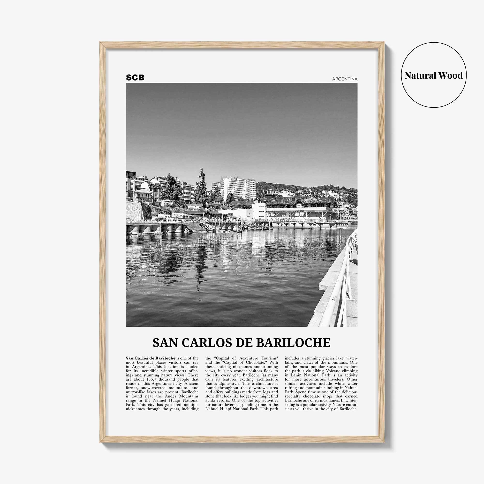 San Carlos de Bariloche Print Black and White, Bariloche Wall Art, Bariloche Poster, Bariloche Photo, Bariloche Wall Décor, Bariloche Map