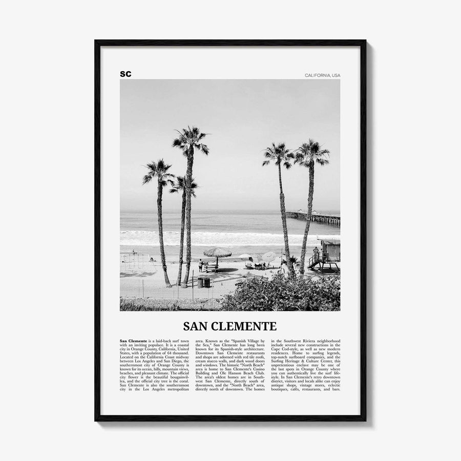 San Clemente Print Black and White No 1, San Clemente Wall Art, San Clemente Poster, San Clemente, California, USA, United States