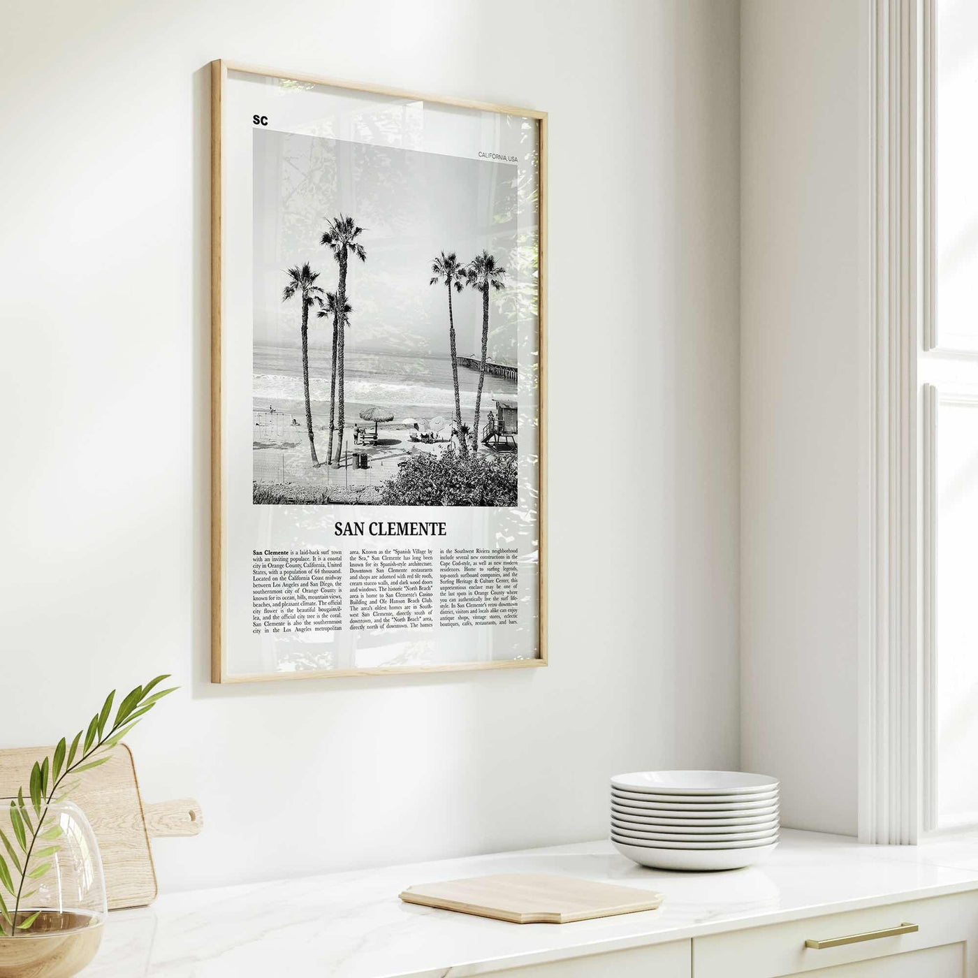 San Clemente Print Black and White No 1, San Clemente Wall Art, San Clemente Poster, San Clemente, California, USA, United States