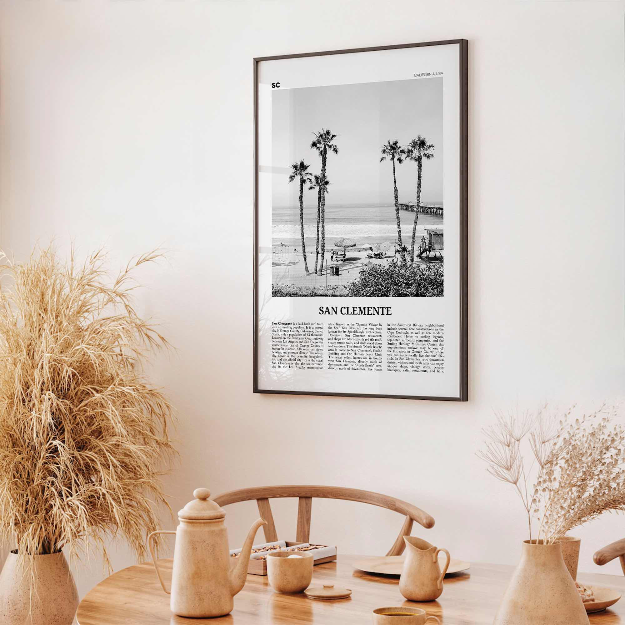 San Clemente Print Black and White No 1, San Clemente Wall Art, San Clemente Poster, San Clemente, California, USA, United States