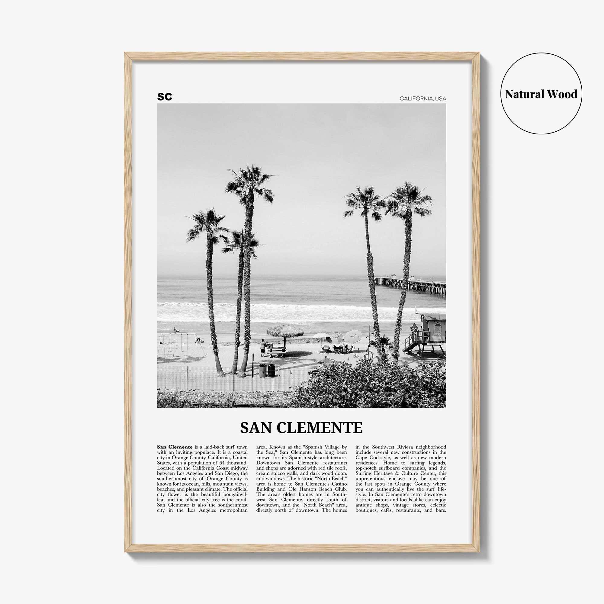 San Clemente Print Black and White No 1, San Clemente Wall Art, San Clemente Poster, San Clemente, California, USA, United States