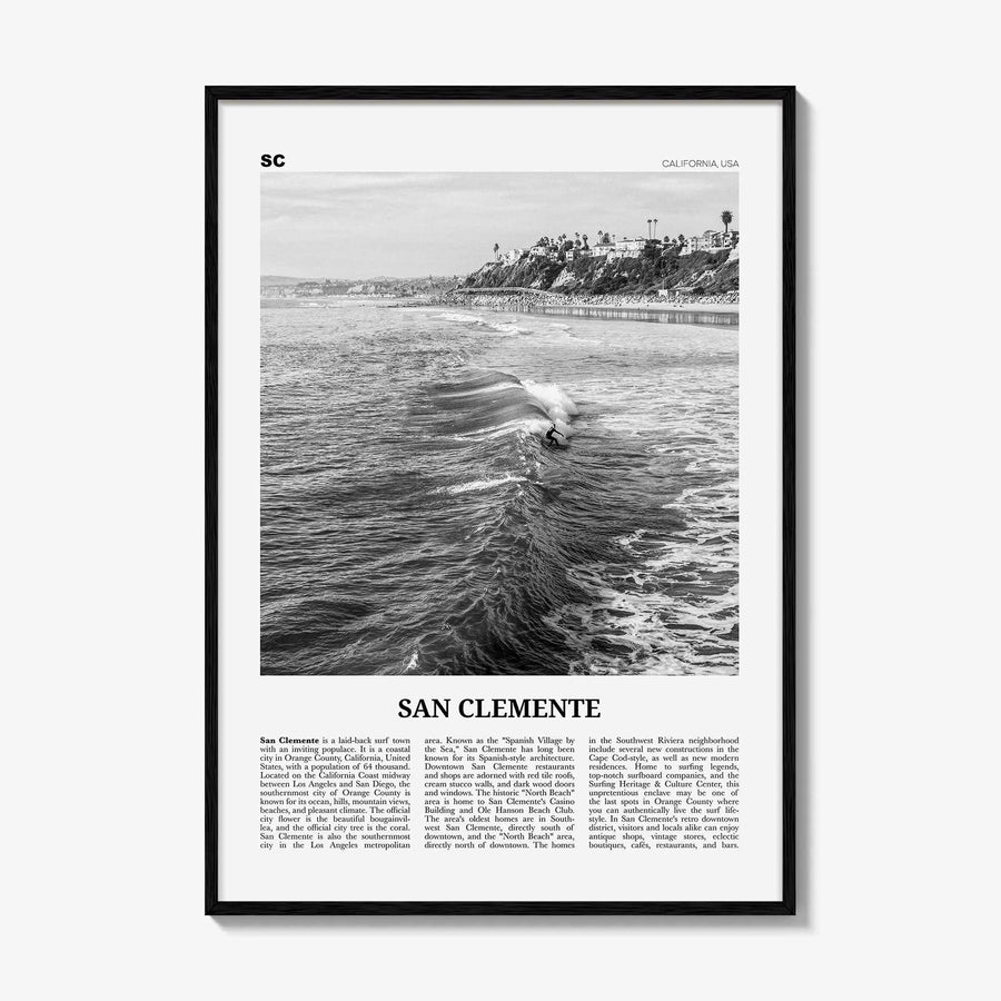 San Clemente Print Black and White No 2, San Clemente Wall Art, San Clemente Poster, San Clemente, California, USA, United States