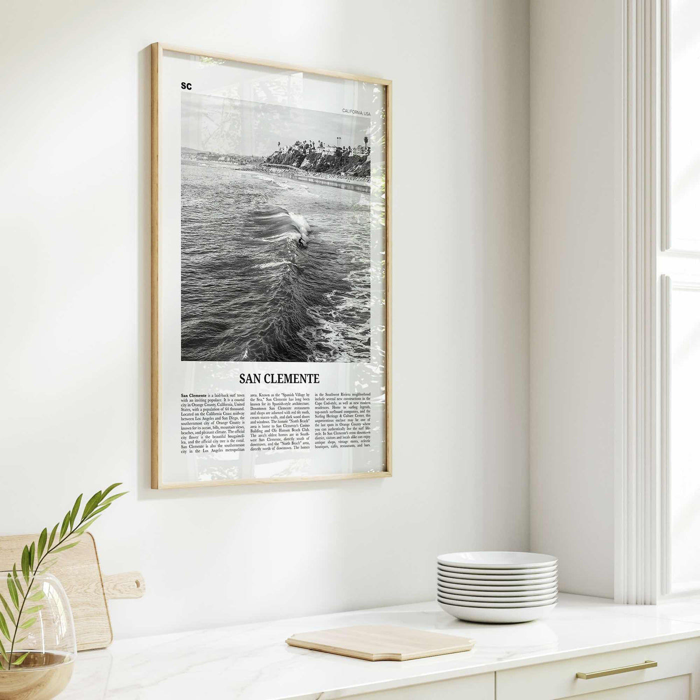 San Clemente Print Black and White No 2, San Clemente Wall Art, San Clemente Poster, San Clemente, California, USA, United States