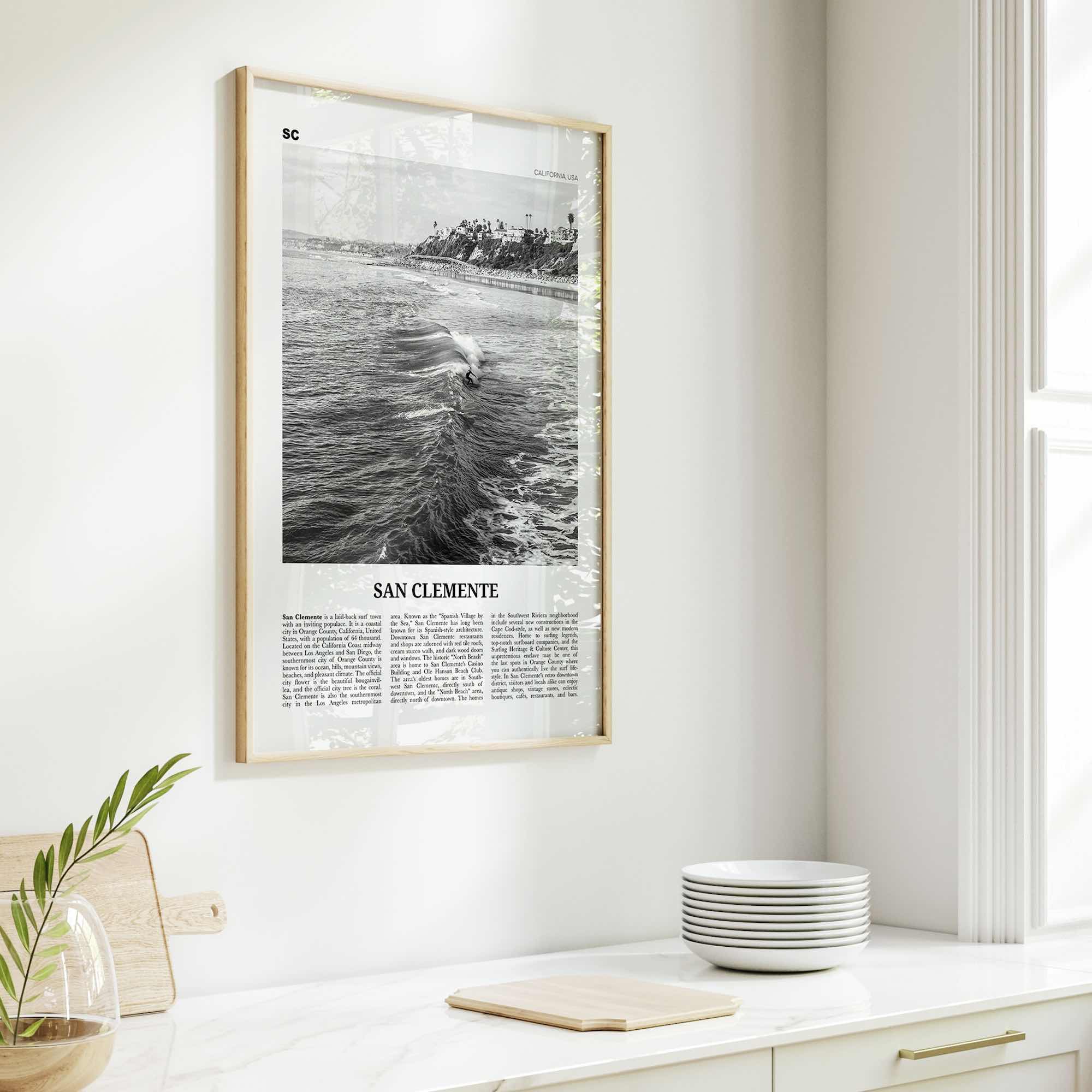 San Clemente Print Black and White No 2, San Clemente Wall Art, San Clemente Poster, San Clemente, California, USA, United States