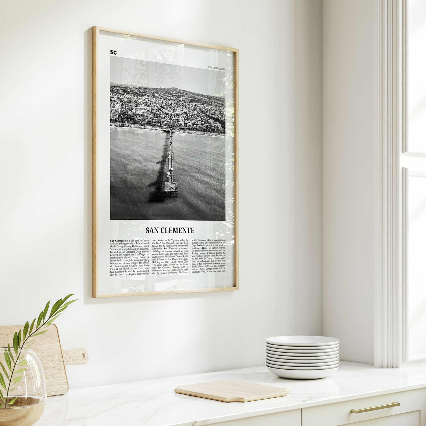 San Clemente Print Black and White No 3, San Clemente Wall Art, San Clemente Poster, San Clemente, California, USA, United States