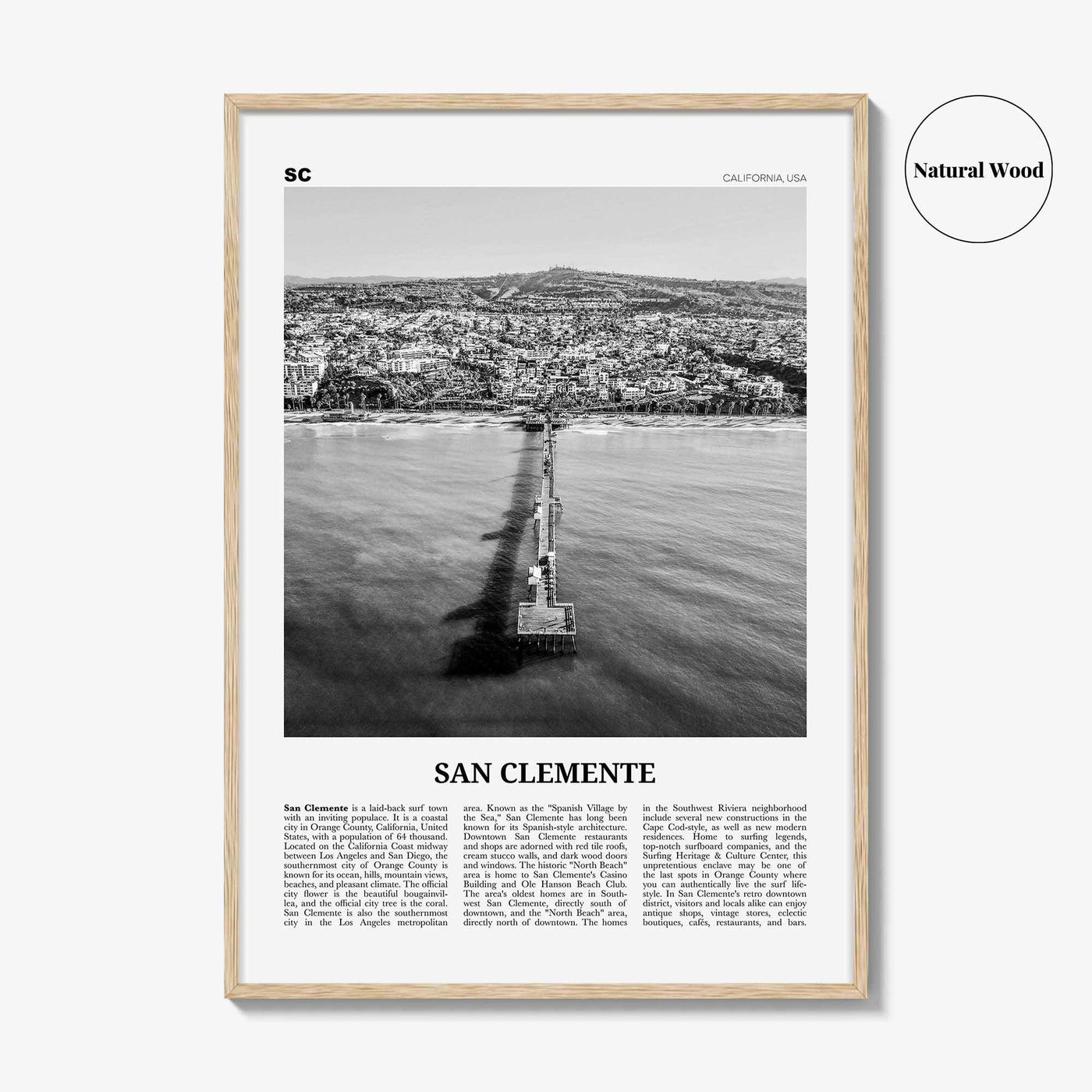 San Clemente Print Black and White No 3, San Clemente Wall Art, San Clemente Poster, San Clemente, California, USA, United States
