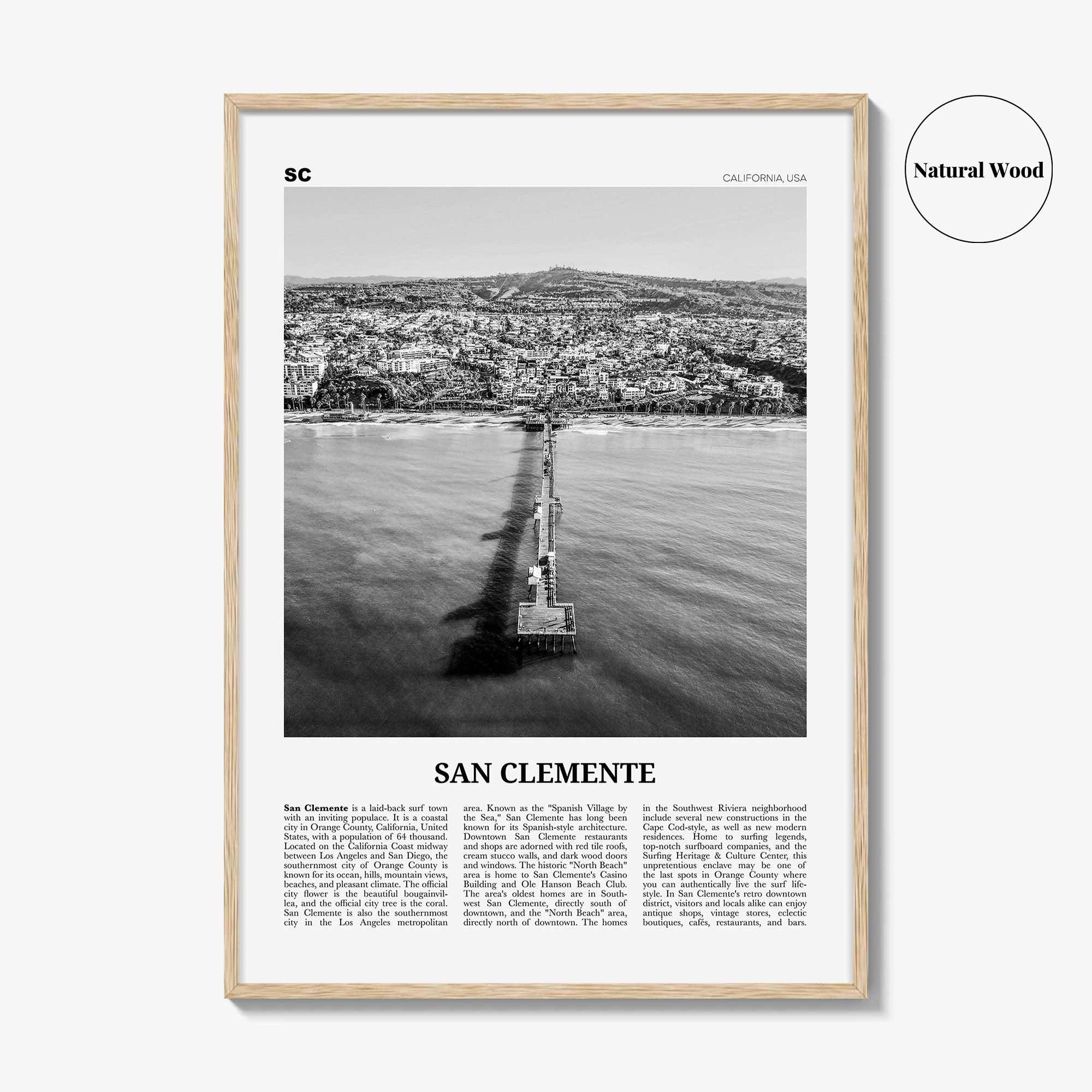 San Clemente Print Black and White No 3, San Clemente Wall Art, San Clemente Poster, San Clemente, California, USA, United States