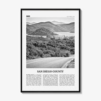 San Diego County Print Black and White, San Diego County Wall Art, San Diego Poster, San Diego Photo, San Diego Wall Décor, San Diego Map