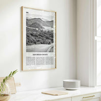 San Diego County Print Black and White, San Diego County Wall Art, San Diego Poster, San Diego Photo, San Diego Wall Décor, San Diego Map