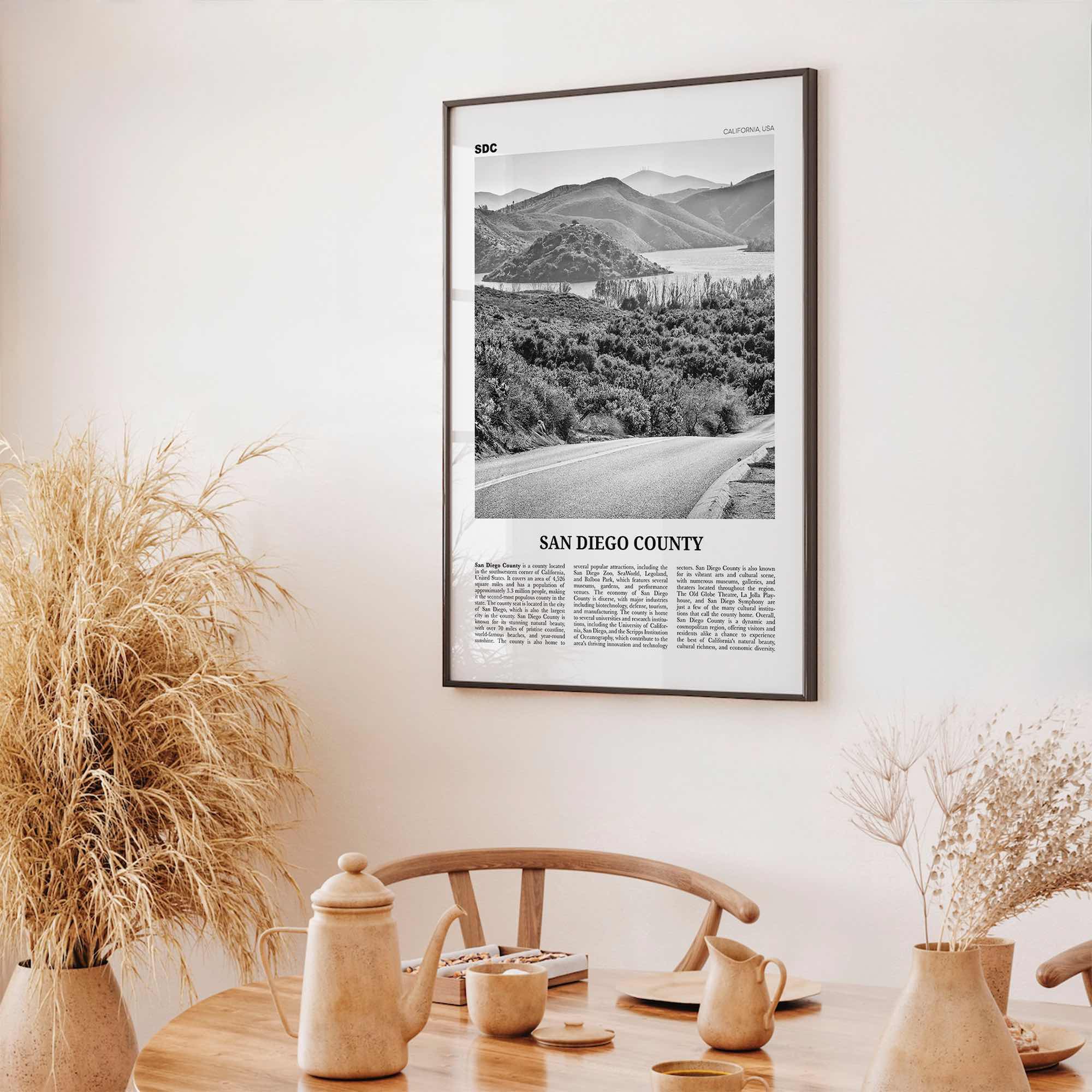 San Diego County Print Black and White, San Diego County Wall Art, San Diego Poster, San Diego Photo, San Diego Wall Décor, San Diego Map