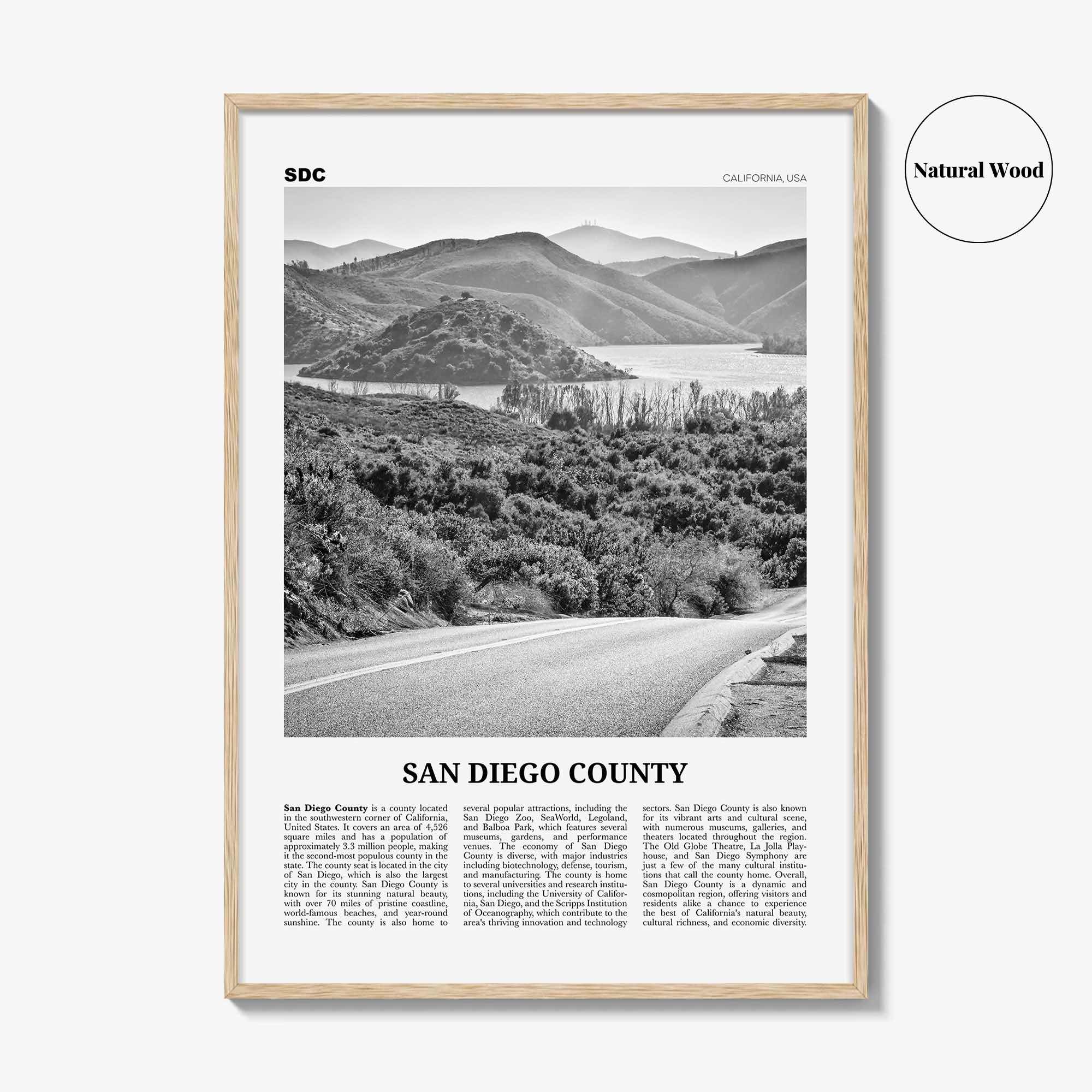 San Diego County Print Black and White, San Diego County Wall Art, San Diego Poster, San Diego Photo, San Diego Wall Décor, San Diego Map