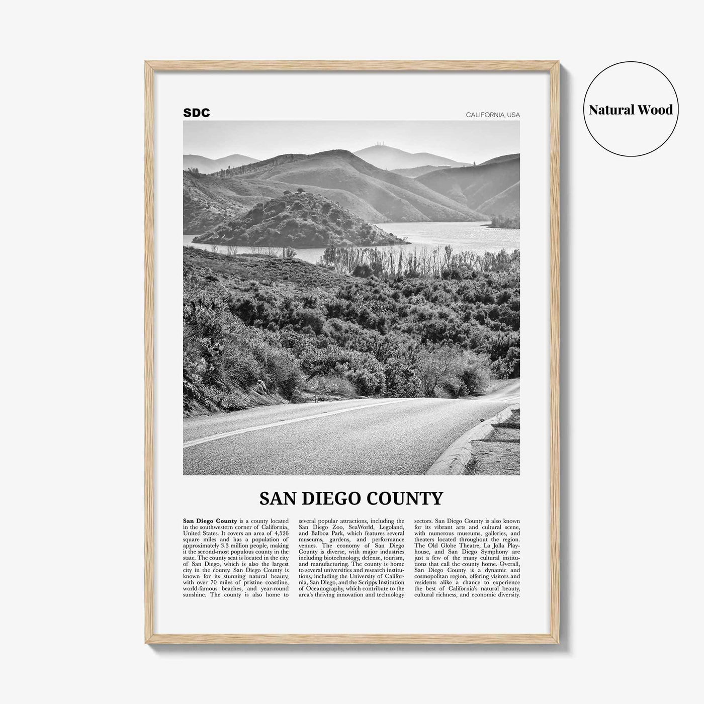 San Diego County Print Black and White, San Diego County Wall Art, San Diego Poster, San Diego Photo, San Diego Wall Décor, San Diego Map