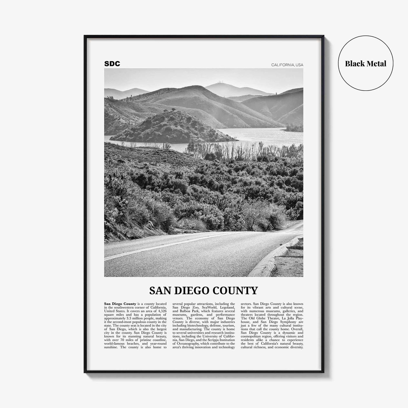 San Diego County Print Black and White, San Diego County Wall Art, San Diego Poster, San Diego Photo, San Diego Wall Décor, San Diego Map