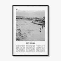 San Diego Print Black and White No 1, San Diego Wall Art, San Diego Poster, Surf Poster Print, California, USA, United States