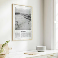 San Diego Print Black and White No 1, San Diego Wall Art, San Diego Poster, Surf Poster Print, California, USA, United States