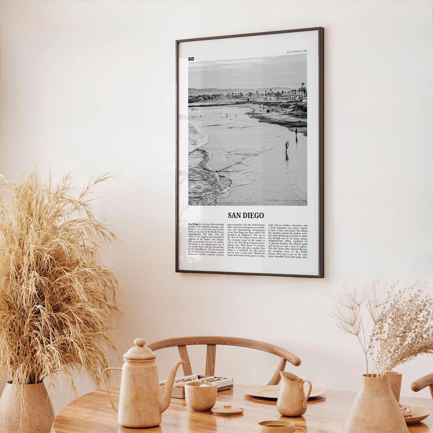 San Diego Print Black and White No 1, San Diego Wall Art, San Diego Poster, Surf Poster Print, California, USA, United States