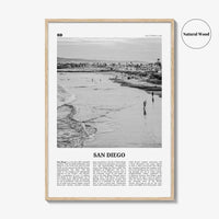 San Diego Print Black and White No 1, San Diego Wall Art, San Diego Poster, Surf Poster Print, California, USA, United States