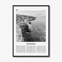 San Diego Print Black and White No 2, San Diego Wall Art, San Diego Poster, Surf Poster Print, California, USA, United States