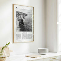 San Diego Print Black and White No 2, San Diego Wall Art, San Diego Poster, Surf Poster Print, California, USA, United States