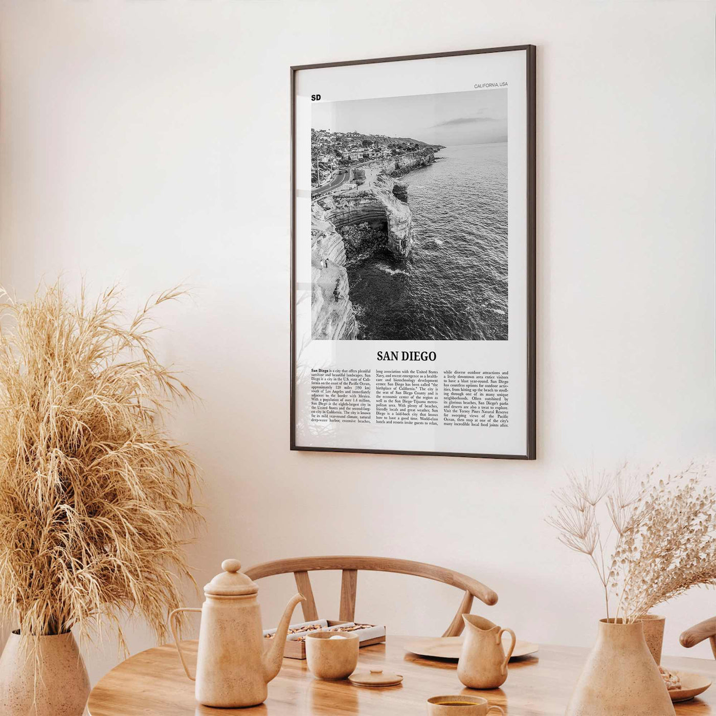 San Diego Print Black and White No 2, San Diego Wall Art, San Diego Poster, Surf Poster Print, California, USA, United States