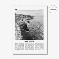 San Diego Print Black and White No 2, San Diego Wall Art, San Diego Poster, Surf Poster Print, California, USA, United States
