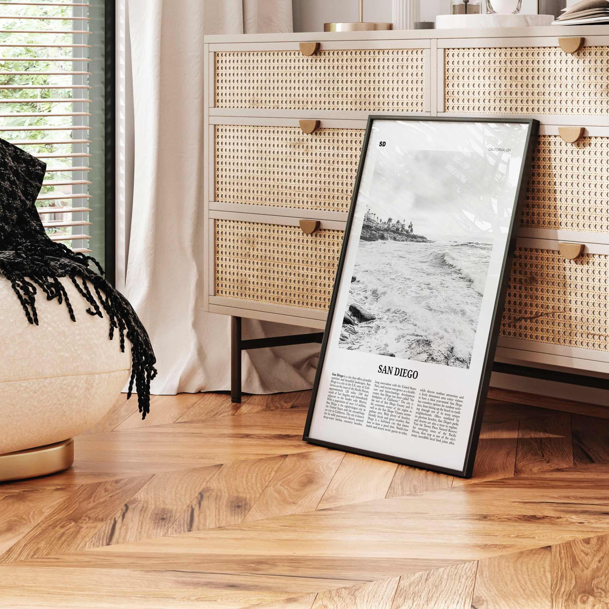 San Diego Print Black and White No 4, San Diego Wall Art, San Diego Poster, California, USA, United States, North America