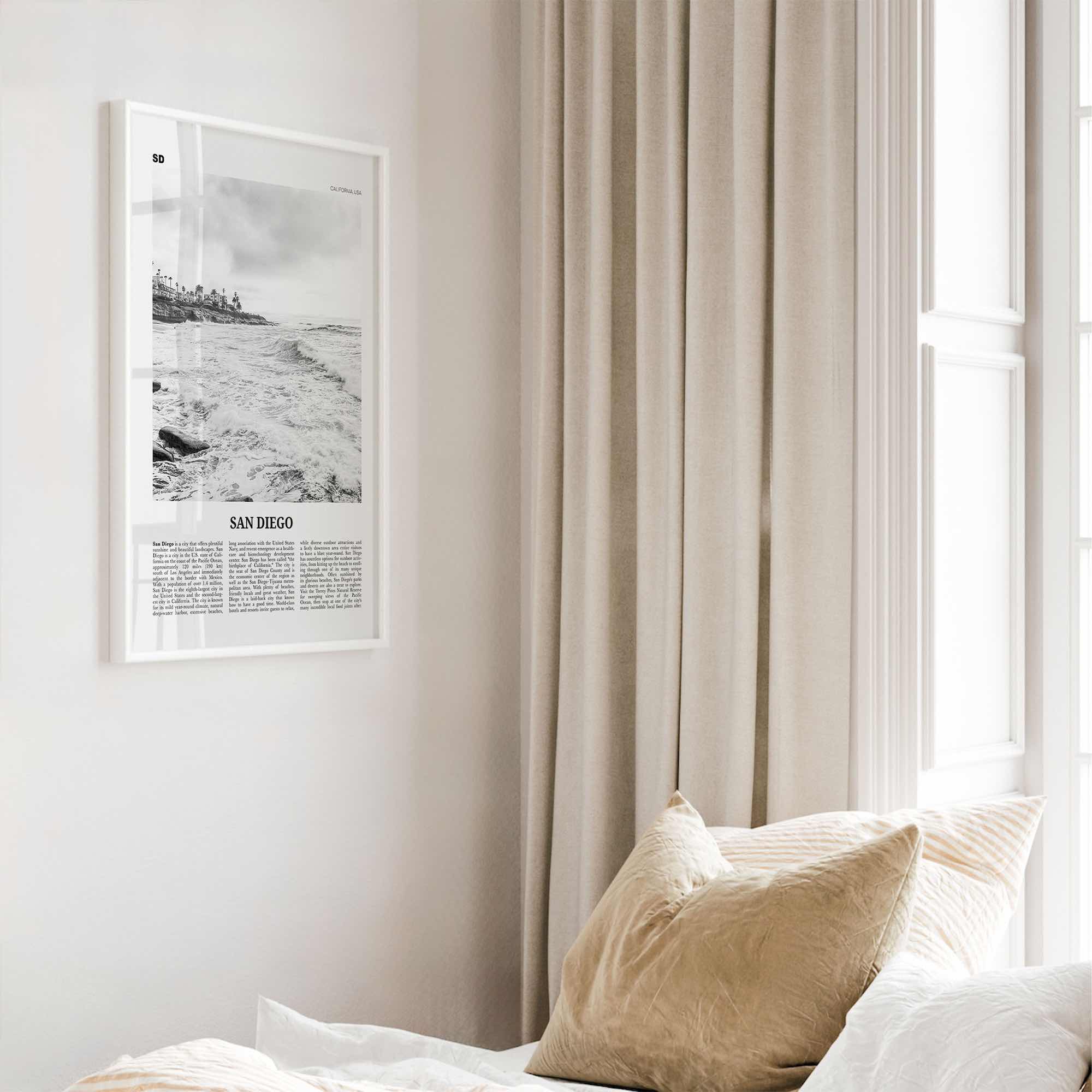 San Diego Print Black and White No 4, San Diego Wall Art, San Diego Poster, California, USA, United States, North America