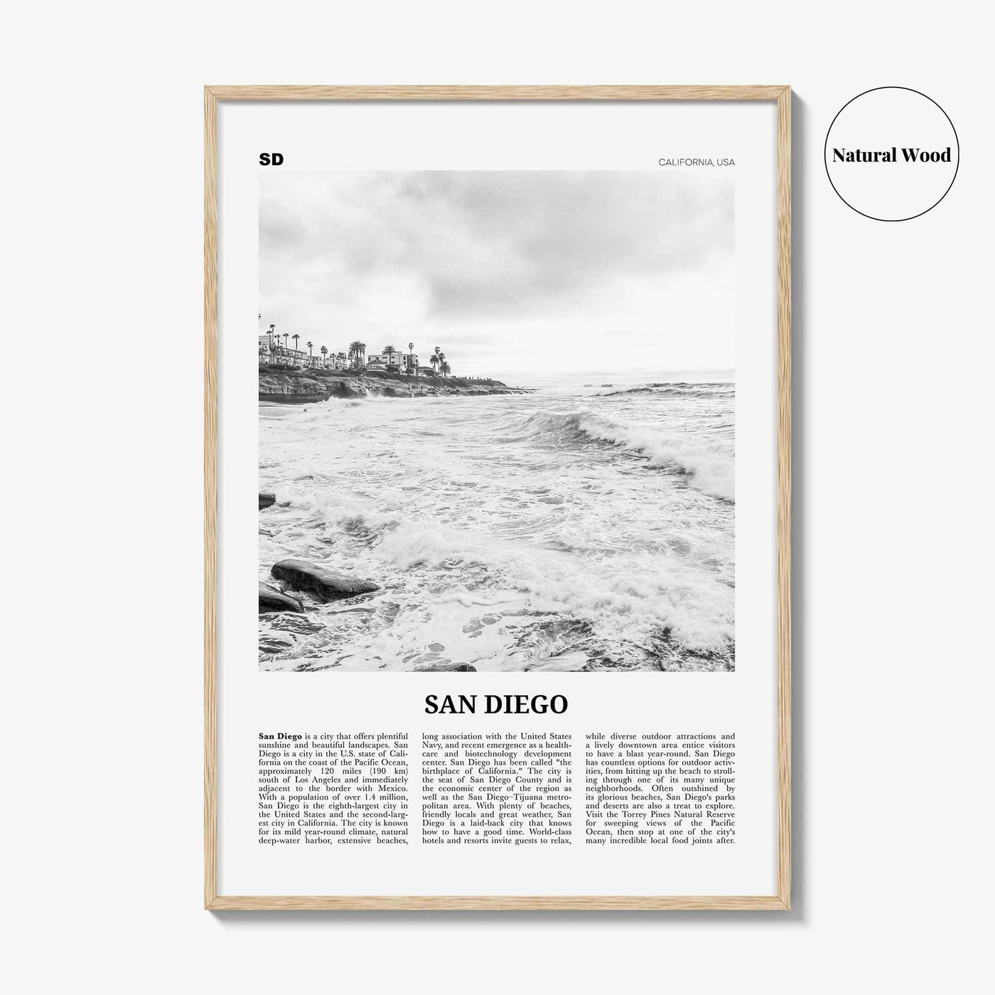 San Diego Print Black and White No 4, San Diego Wall Art, San Diego Poster, California, USA, United States, North America