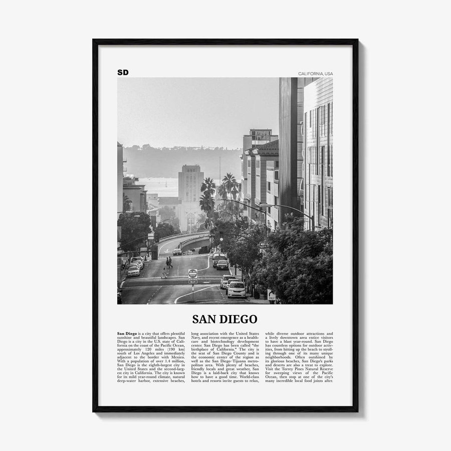 San Diego Print Black and White No 5, San Diego Wall Art, San Diego Poster, Surf Poster Print, California, USA, United States