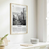 San Diego Print Black and White No 5, San Diego Wall Art, San Diego Poster, Surf Poster Print, California, USA, United States