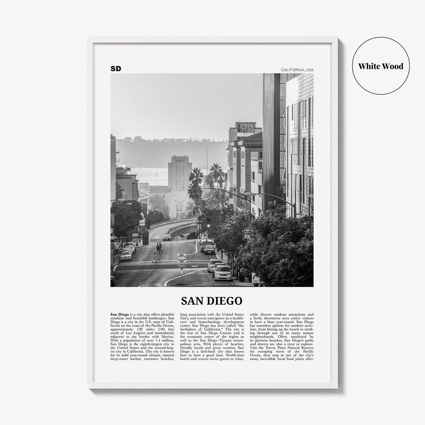 San Diego Print Black and White No 5, San Diego Wall Art, San Diego Poster, Surf Poster Print, California, USA, United States