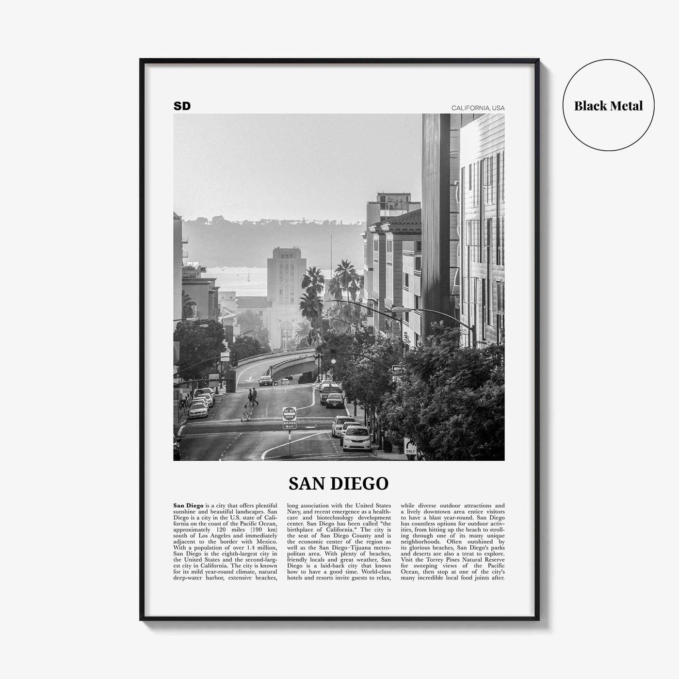 San Diego Print Black and White No 5, San Diego Wall Art, San Diego Poster, Surf Poster Print, California, USA, United States
