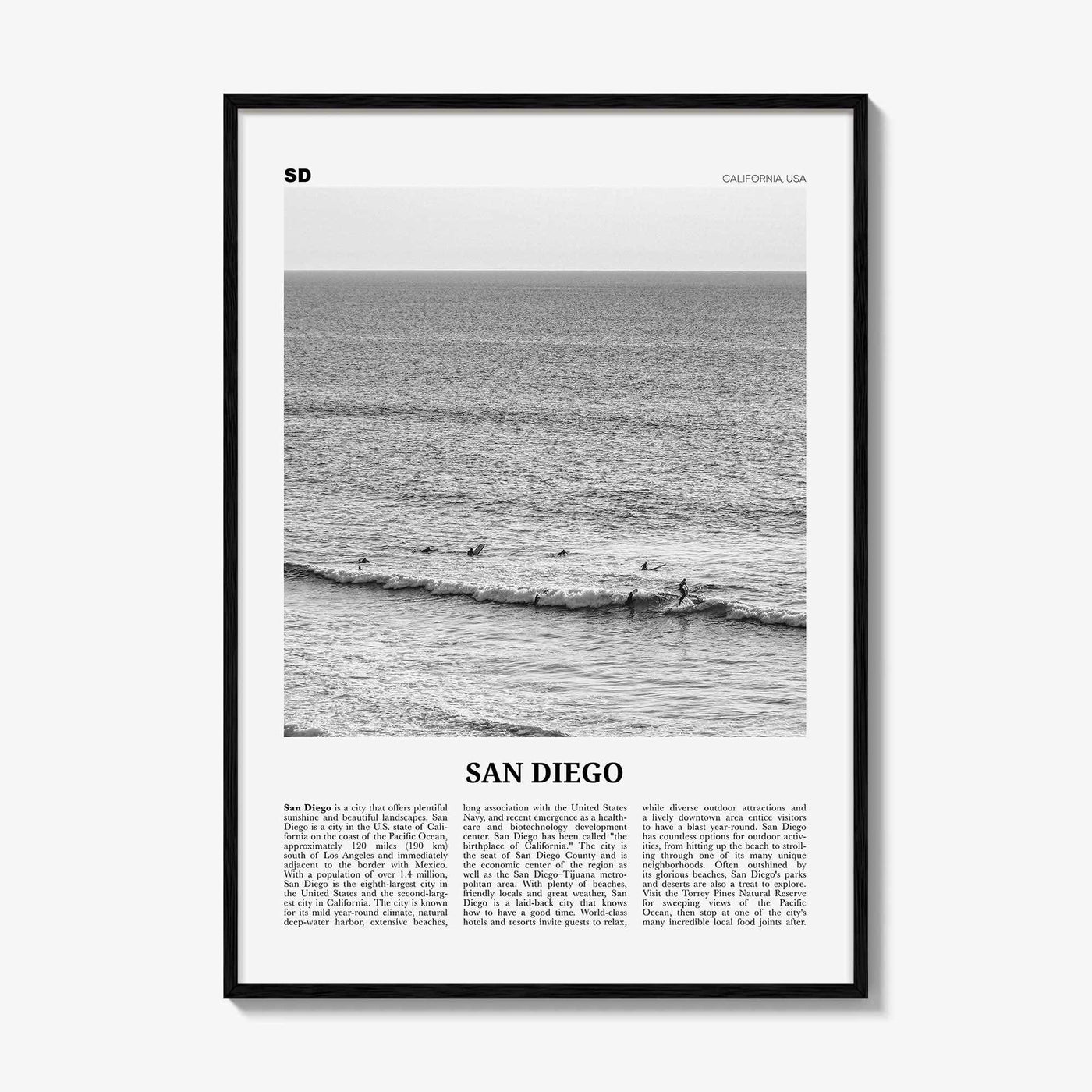 San Diego Print Black and White No 6, San Diego Wall Art, San Diego Poster, California, USA, United States, North America