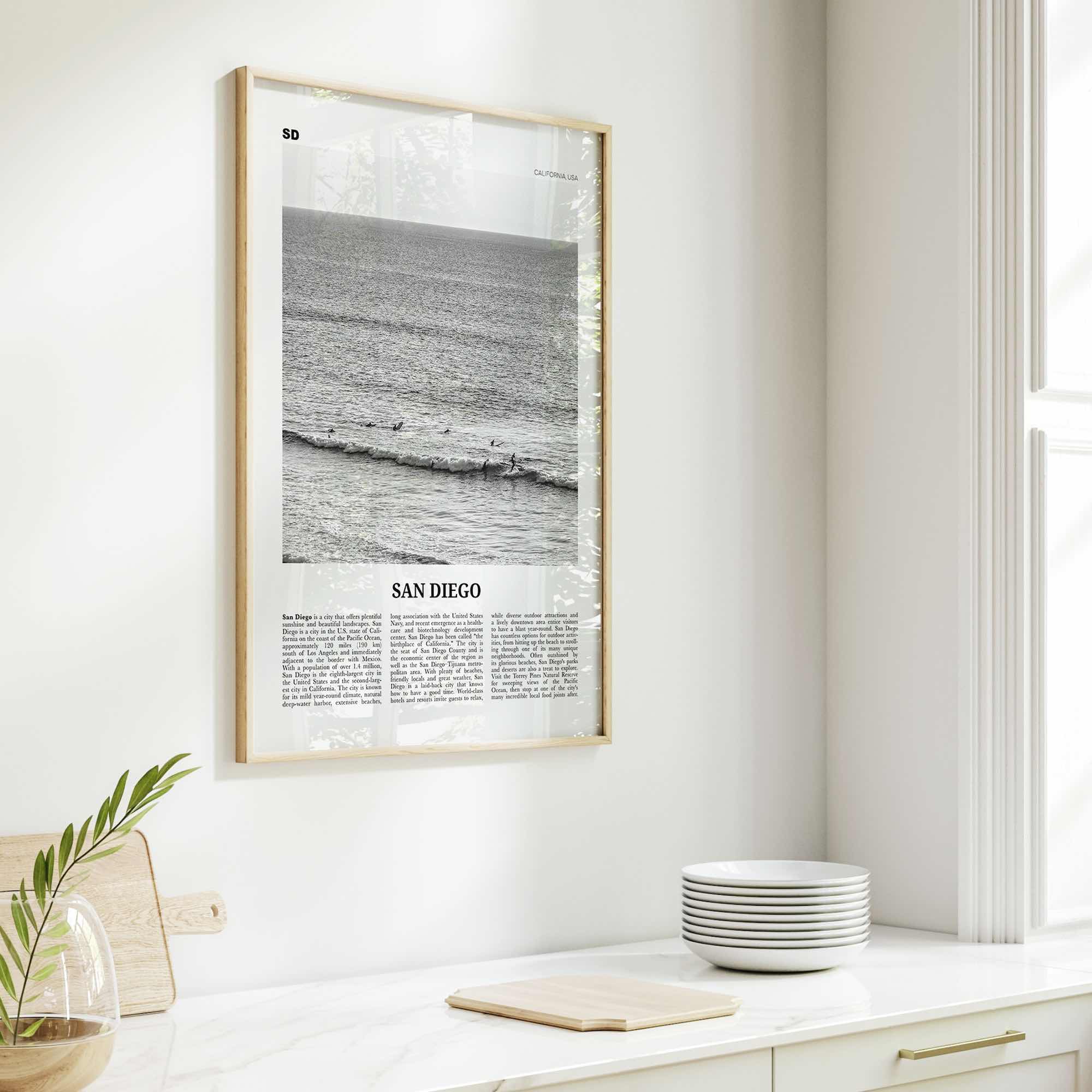 San Diego Print Black and White No 6, San Diego Wall Art, San Diego Poster, California, USA, United States, North America